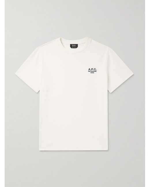 A.P.C. Natural Logo-Embroidered Cotton-Jersey T-Shirt for men