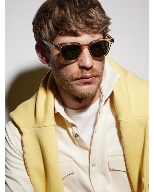 Garrett Leight Green Broadway D-Frame Acetate Sunglasses for men