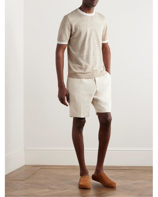Thom Sweeney Natural Cotton And Linen-blend T-shirt for men