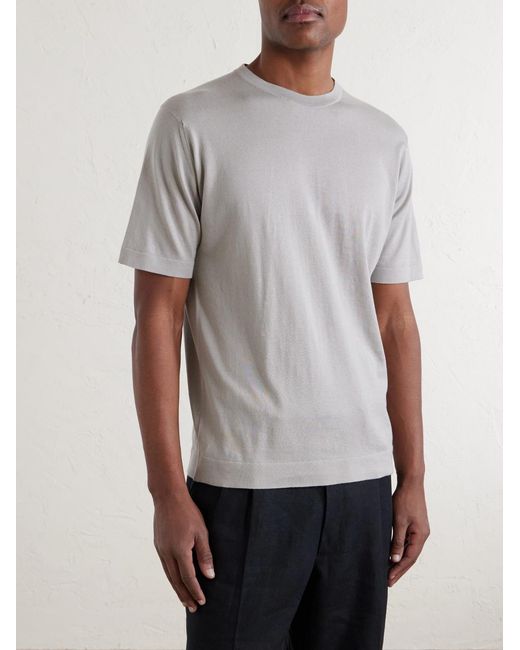 John Smedley White Lorca Slim-Fit Sea Island Cotton T-Shirt for men