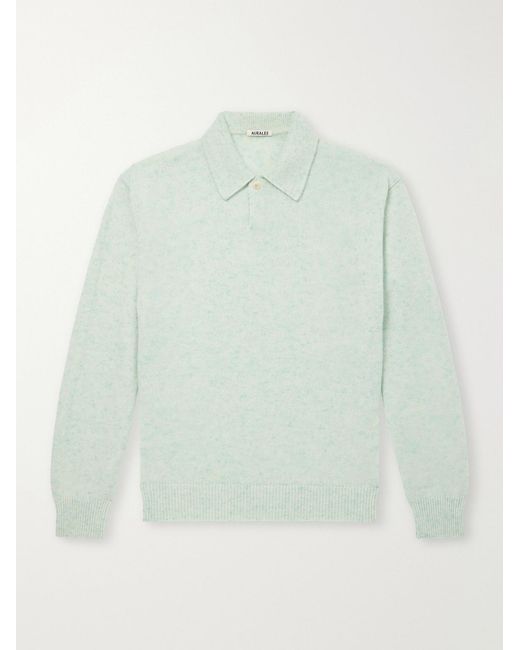 Auralee Green Cashmere Polo Sweater for men