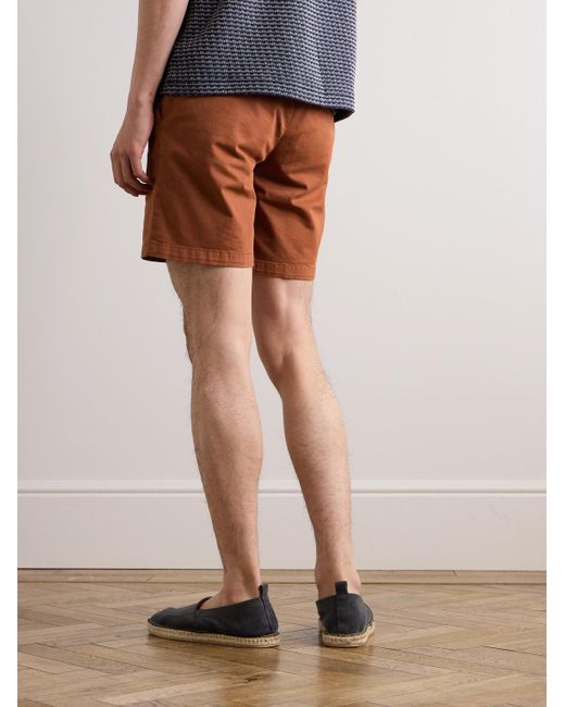 Mr P. Brown Straight-leg Garment-dyed Organic Cotton-blend Twill Shorts for men