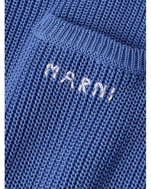 Marni Polohemd aus Baumwolle mit Streifen und Logostickerei in Blue für Herren