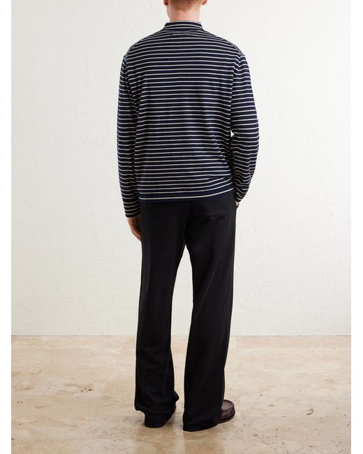 The Elder Statesman Blue Striped Cashmere Polo Shirt for men