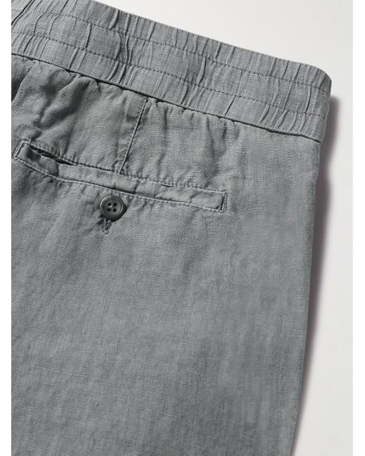 James Perse Gray Straight-leg Garment-dyed Linen Drawstring Trousers for men