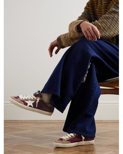 Golden Goose Deluxe Brand Brown Super-Star Distressed Leather-Trimmed Suede Sneakers for men