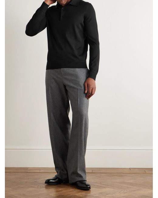 Tom Ford Black Slim-Fit Cashmere And Silk-Blend Polo Shirt for men