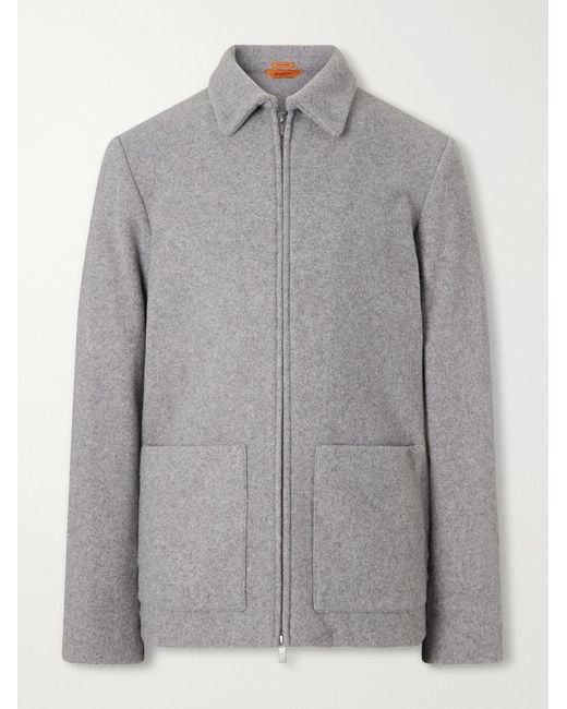 Barena Gray Cotton-Blend Felt Overshirt for men