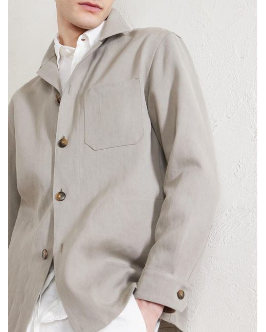 Canali Gray Linen Overshirt for men