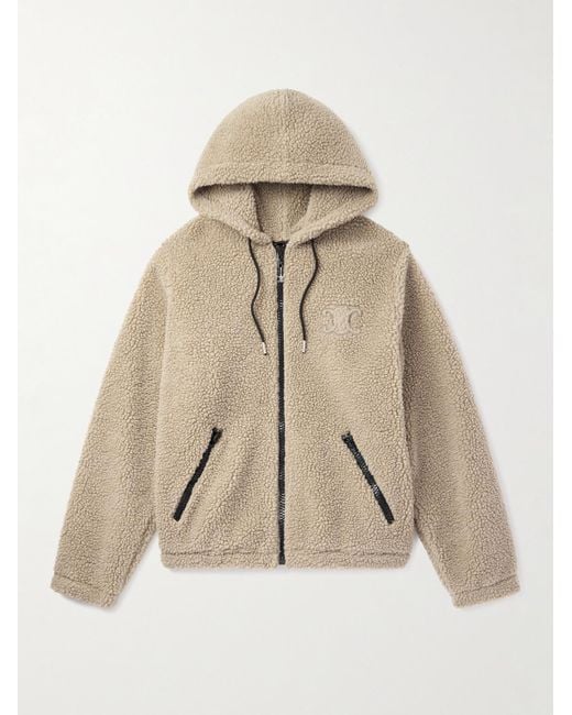 Céline Natural Logo-Embroidered Fleece Hooded Jacket for men