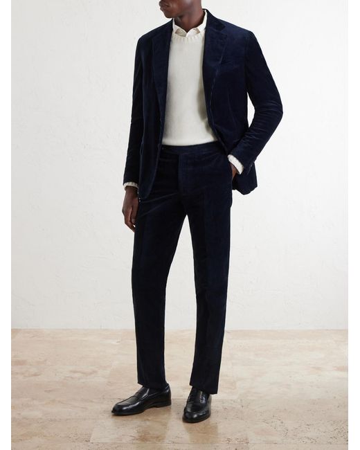 De Petrillo Blue Riviera Cotton-Blend Corduroy Blazer for men