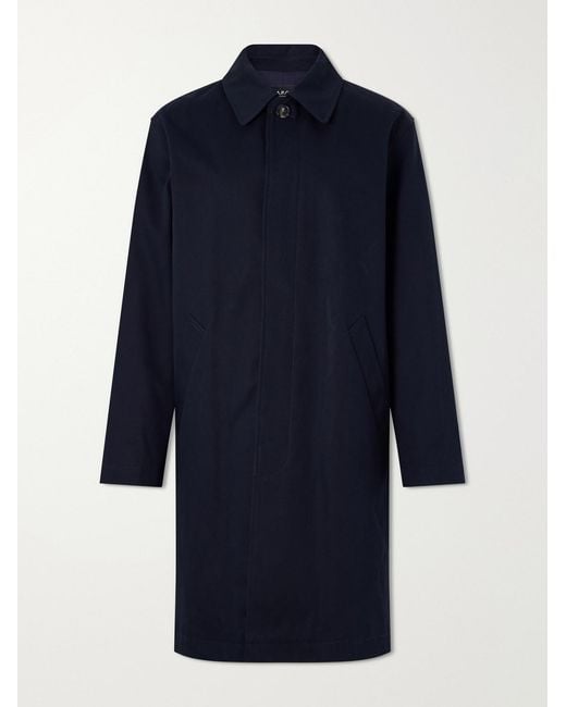 A.P.C. Blue Mac Duras Cotton Mac Coat for men