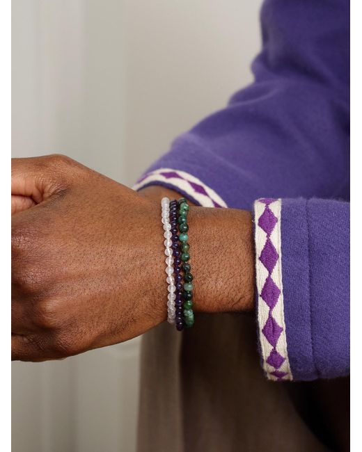 JIA JIA Black Birthstone 14-karat Gold Beaded Bracelet for men