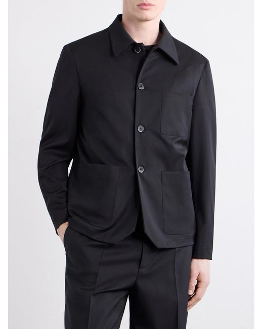 Barena Black Wool-Blend Gabardine Overshirt for men