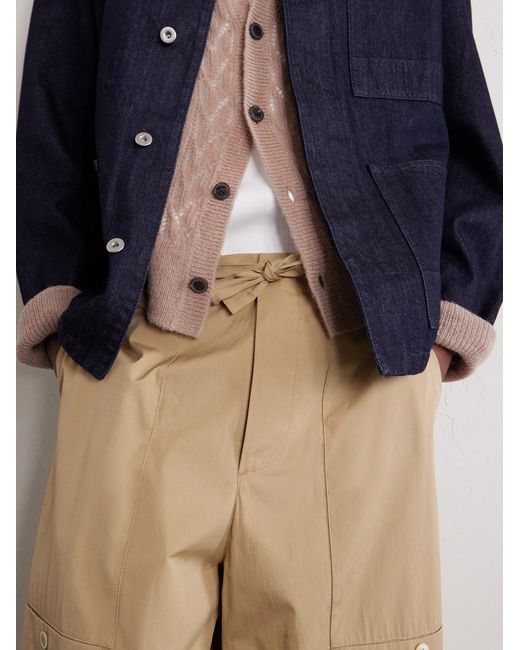 Jil Sander Natural Straight-leg Cotton Drawstring Cargo Trousers for men