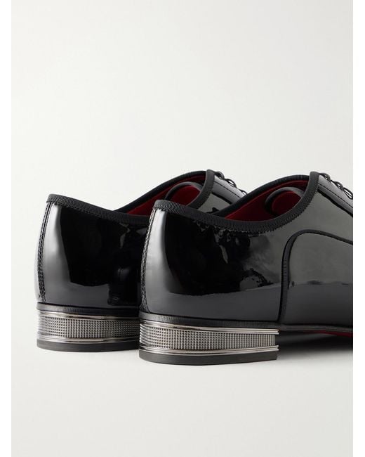 Christian Louboutin Black Greggo Patent-Leather Oxford Shoes for men