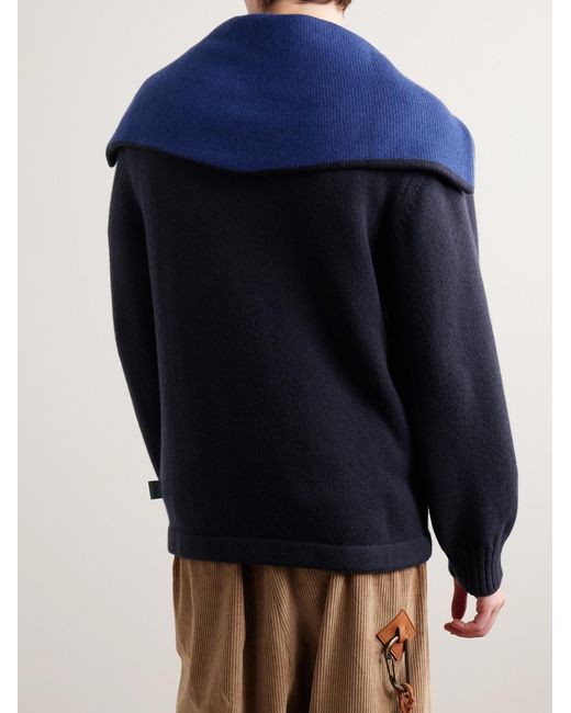 Loewe Blue Wool Half-Zip Sweater for men