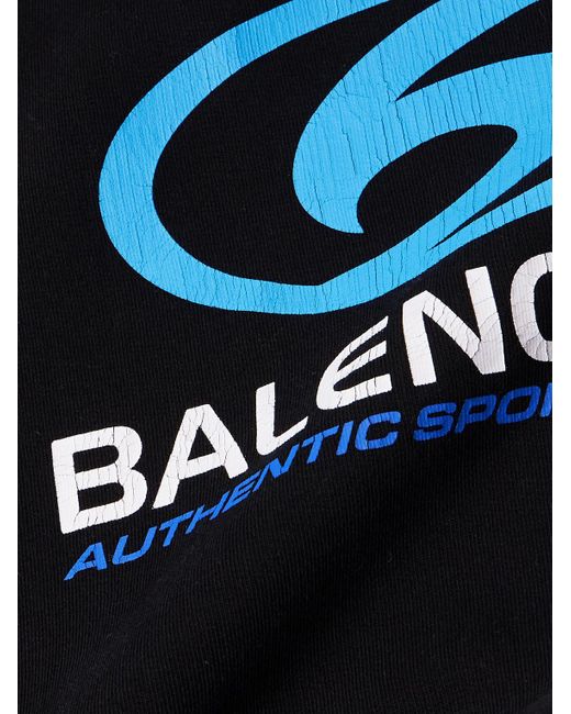Balenciaga Oversized-Hoodie aus Baumwoll-Jersey mit Logoprint in Distressed-Optik in Blue für Herren