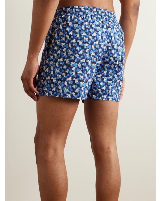 Canali Blue Straight-leg Mid-length Floral-print Swim Shorts for men