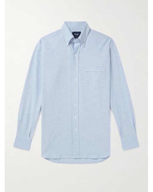 Drake's Blue Button-down Collar Cotton Oxford Shirt for men