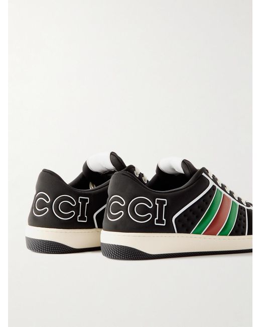 Gucci Black Screener Logo-embossed Rubber-trimmed Neoprene Sneakers for men