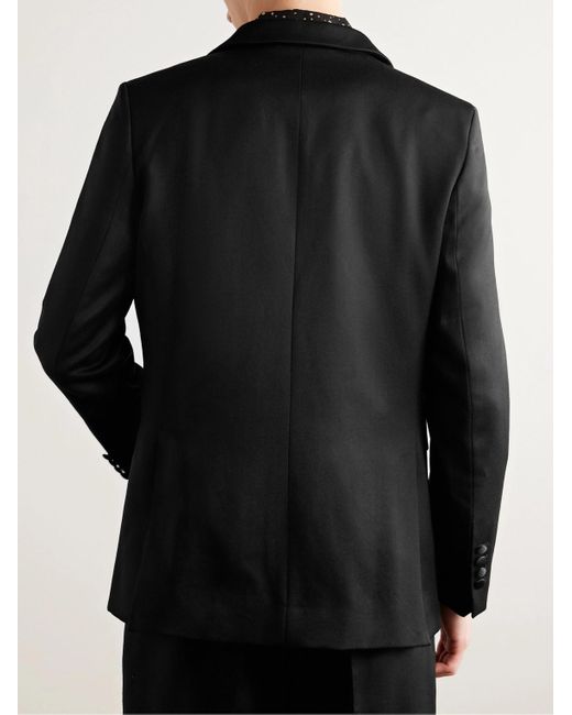Bode Black Silk-Satin Trimmed Wool Barathea Tuxedo Jacket for men