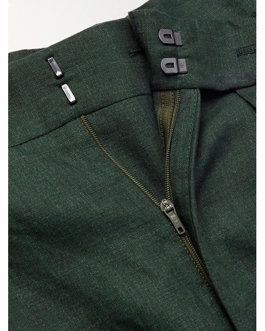 Pantaloni a gamba dritta in lino con pinces di Richard James in Green da Uomo