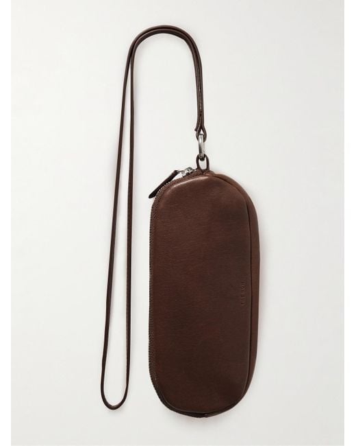 The Row Brown Leather Sunglasses Case for men