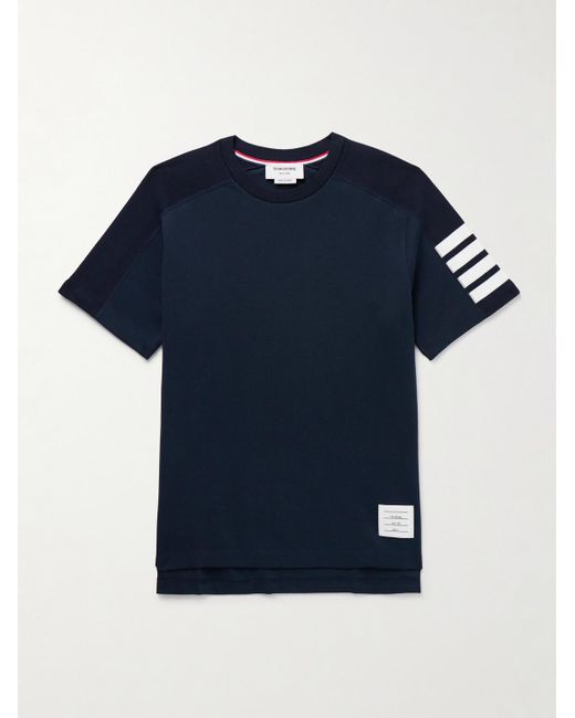 Thom Browne Blue Striped Cotton-Jersey T-Shirt for men