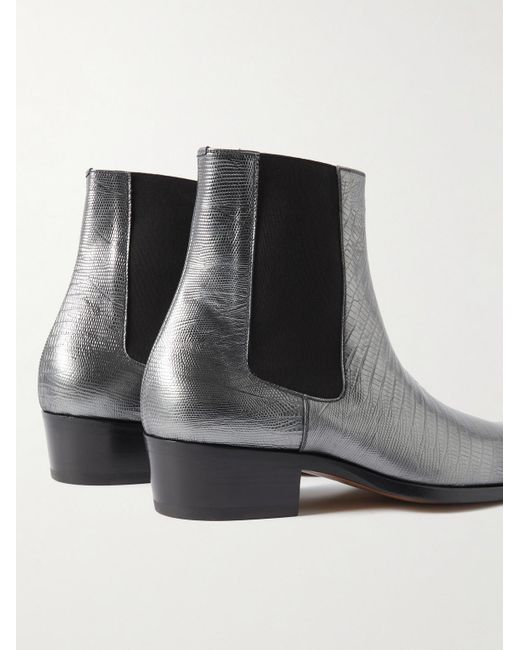 Tom Ford Gray Tejus Bailey Metallic Lizard-effect Leather Chelsea Boots for men