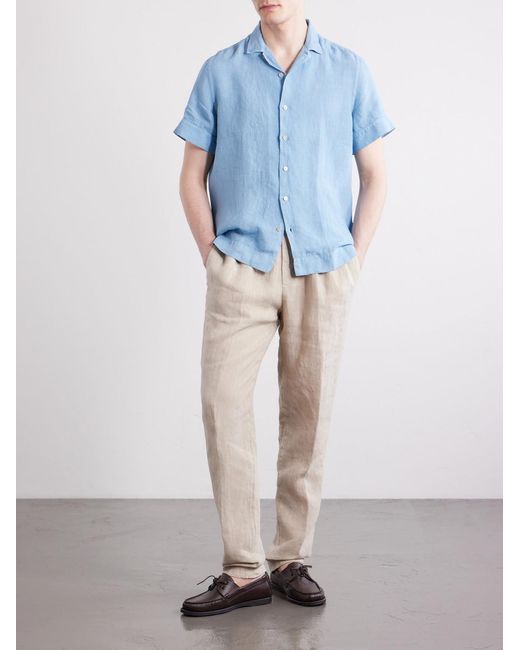 Boglioli Blue Linen Shirt for men