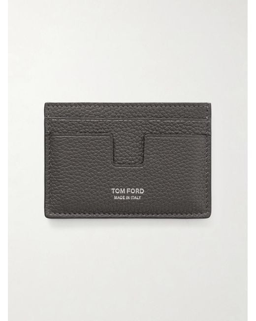 Tom Ford Gray Full-Grain Leather Cardholder for men