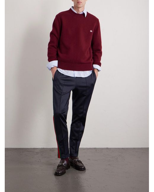 Gucci Blue Straight-Leg Striped Jersey Sweatpants for men