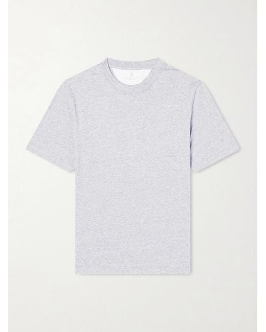 Brunello Cucinelli White Slub Linen And Cotton-blend Jersey T-shirt for men