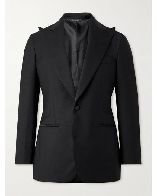 Saman Amel Black Grosgrain-trimmed Wool Tuxedo Jacket for men