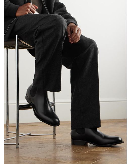 Loro Piana Black Rory Walk Leather Chelsea Boots for men