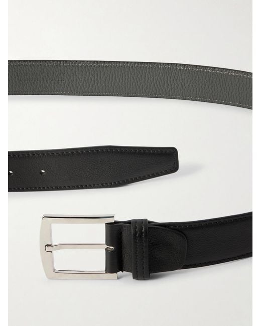 Kiton Black 3.5Cm Leather Belt for men