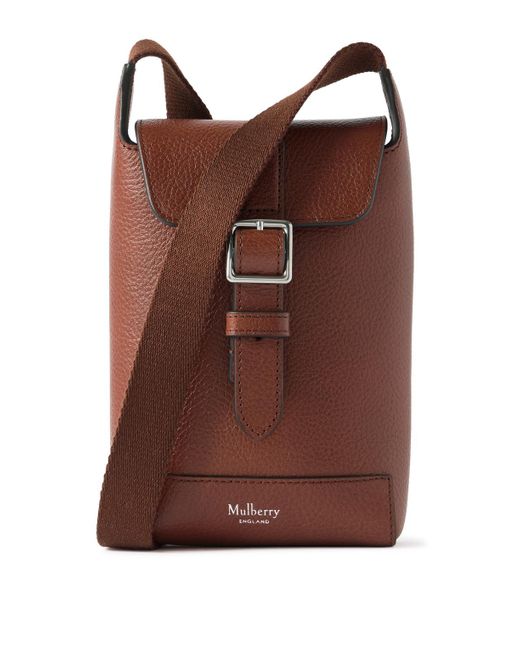 Mulberry Brown Chiltern Full-grain Legacy Nvt Leather Phone Pouch for men