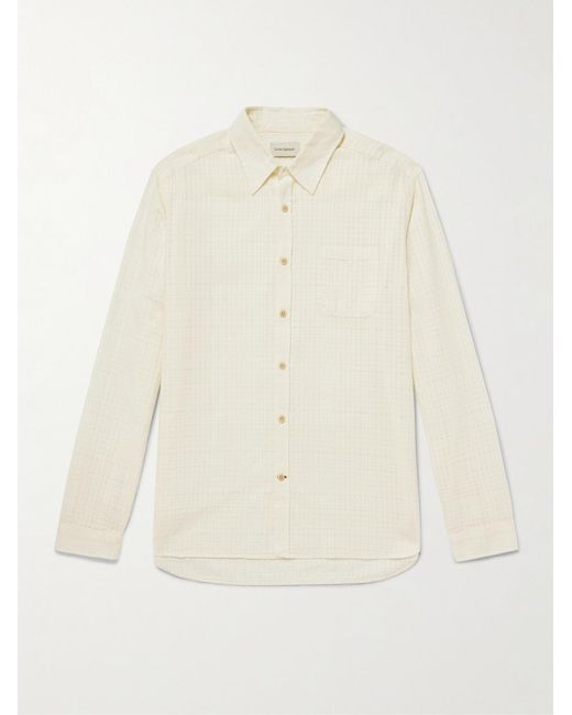 Oliver Spencer Natural Connell Checked Organic Cotton-seersucker Shirt for men
