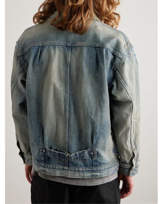 Neighborhood Blue Savage Type-1 Distressed Denim Jacket for men