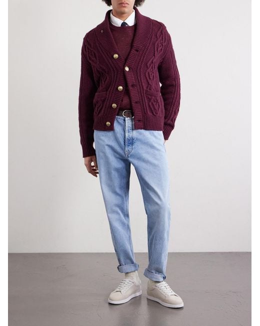 Brunello Cucinelli Purple Cashmere, Silk And Linen-Blend Sweater for men