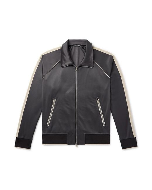Tom Ford Gray Striped Jersey Track Jacket for men
