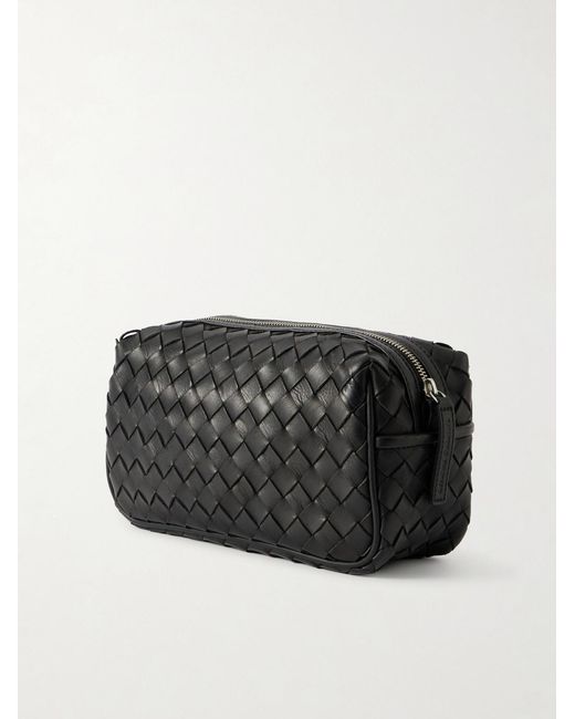 Officine Creative Black Armour 014 Woven Leather Wash Bag for men
