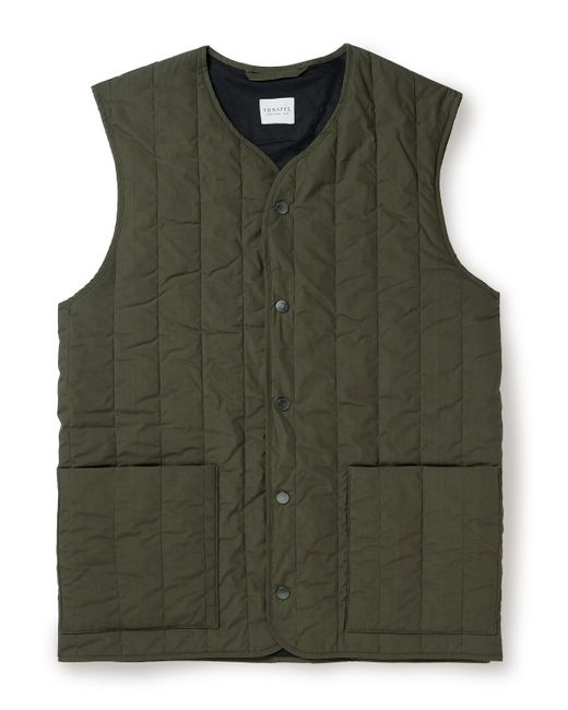 Sunspel Green Quilted Cotton Gilet for men