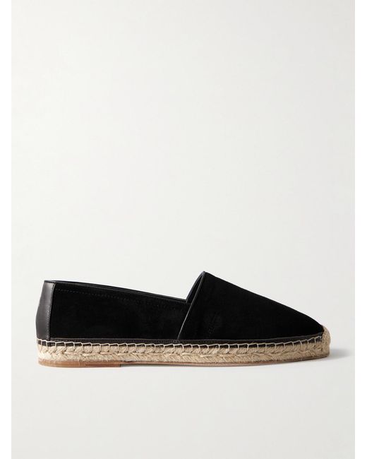 Brunello Cucinelli Black Leather-trimmed Suede Espadrilles for men