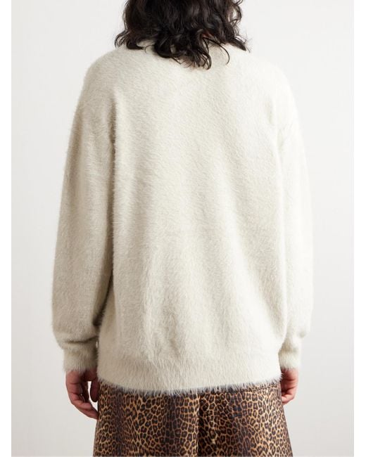 Dries Van Noten White Brushed-knit Sweater for men