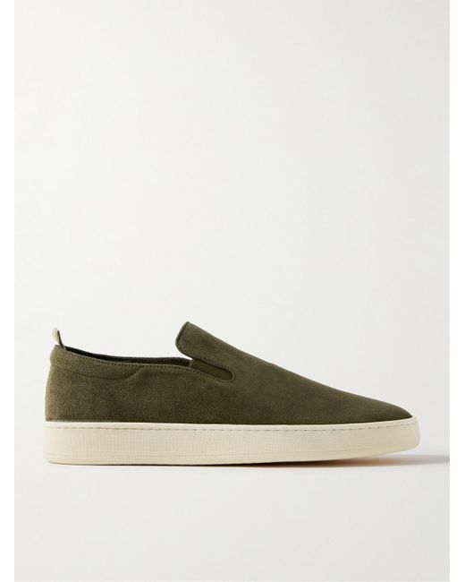Officine Creative Green Suede Slip-on Sneakers for men