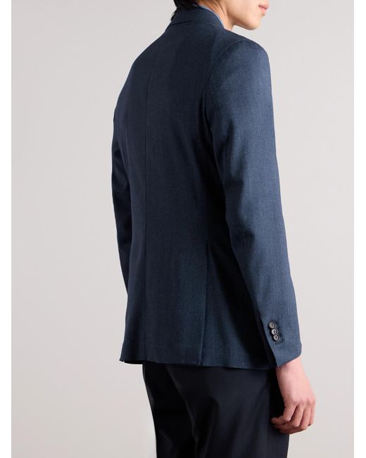 De Petrillo Blue Double-breasted Cashmere-blend Blazer for men