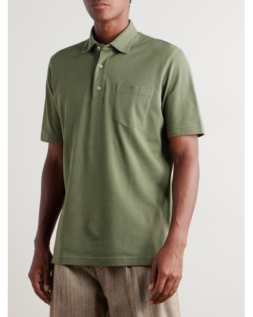 Sid Mashburn Green Peri Logo-Embroidered Pima Cotton-Piqué Polo Shirt for men