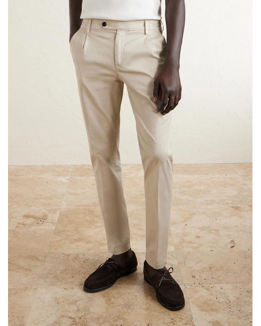 Eleventy Natural Slim-fit Stretch Cotton-twill Chinos for men